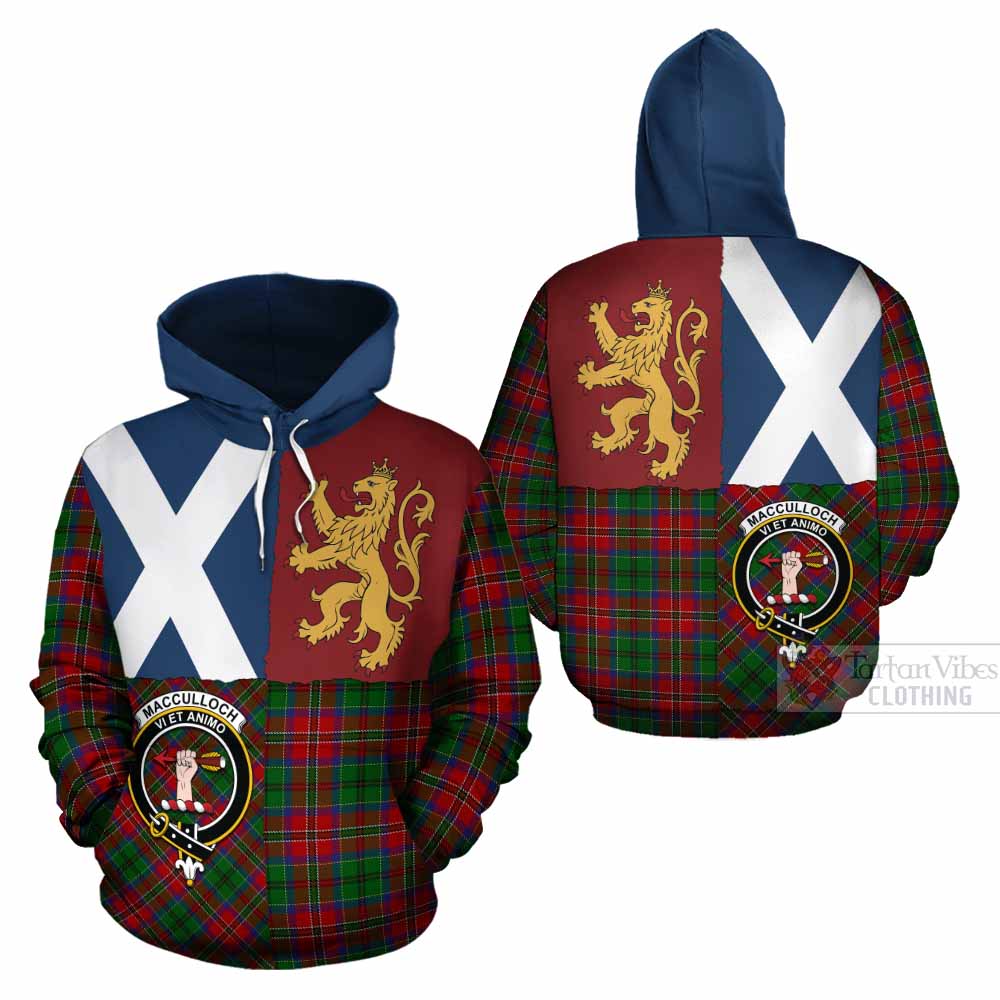 MacCulloch (McCulloch) Crest Tartan Cotton Hoodie with Lion Rampant Saltire Style - Tartan Vibes Clothing