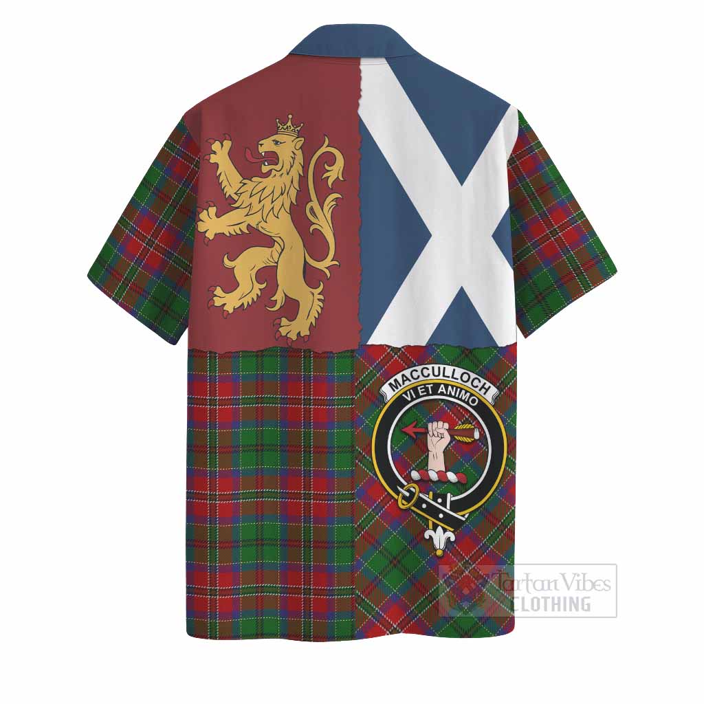 MacCulloch (McCulloch) Crest Tartan Hawaiian Shirt with Lion Rampant Saltire Style