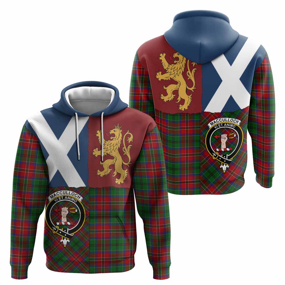 MacCulloch (McCulloch) Crest Tartan Hoodie with Lion Rampant Saltire Style