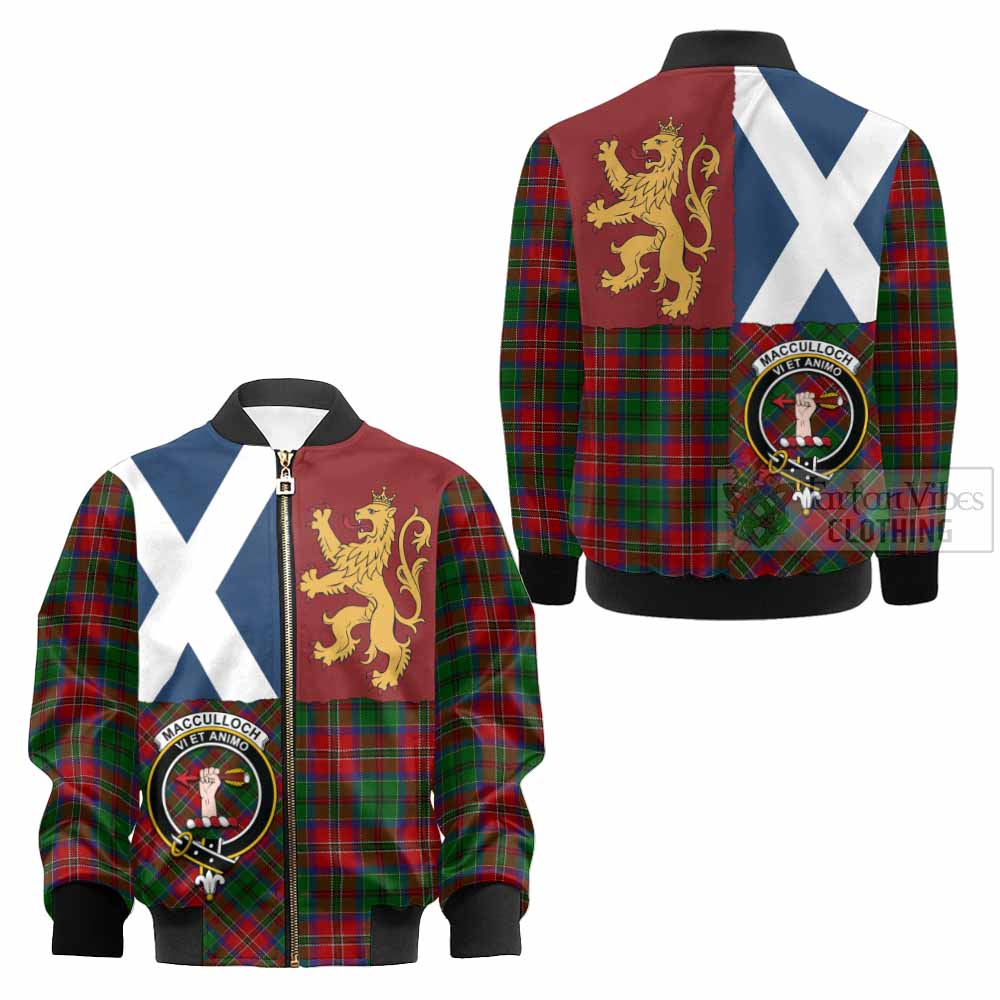 MacCulloch (McCulloch) Crest Tartan Kid Bomber Jacket with Lion Rampant Saltire Style - Tartan Vibes Clothing