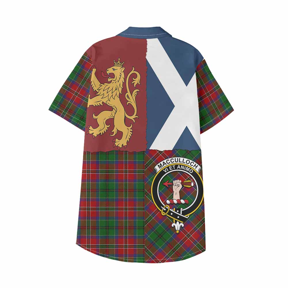 MacCulloch (McCulloch) Crest Tartan Kid Hawaiian Shirt with Lion Rampant Saltire Style - Tartan Vibes Clothing