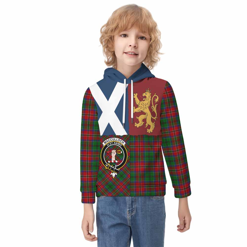 MacCulloch (McCulloch) Crest Tartan Kid Hoodie with Lion Rampant Saltire Style - Tartan Vibes Clothing