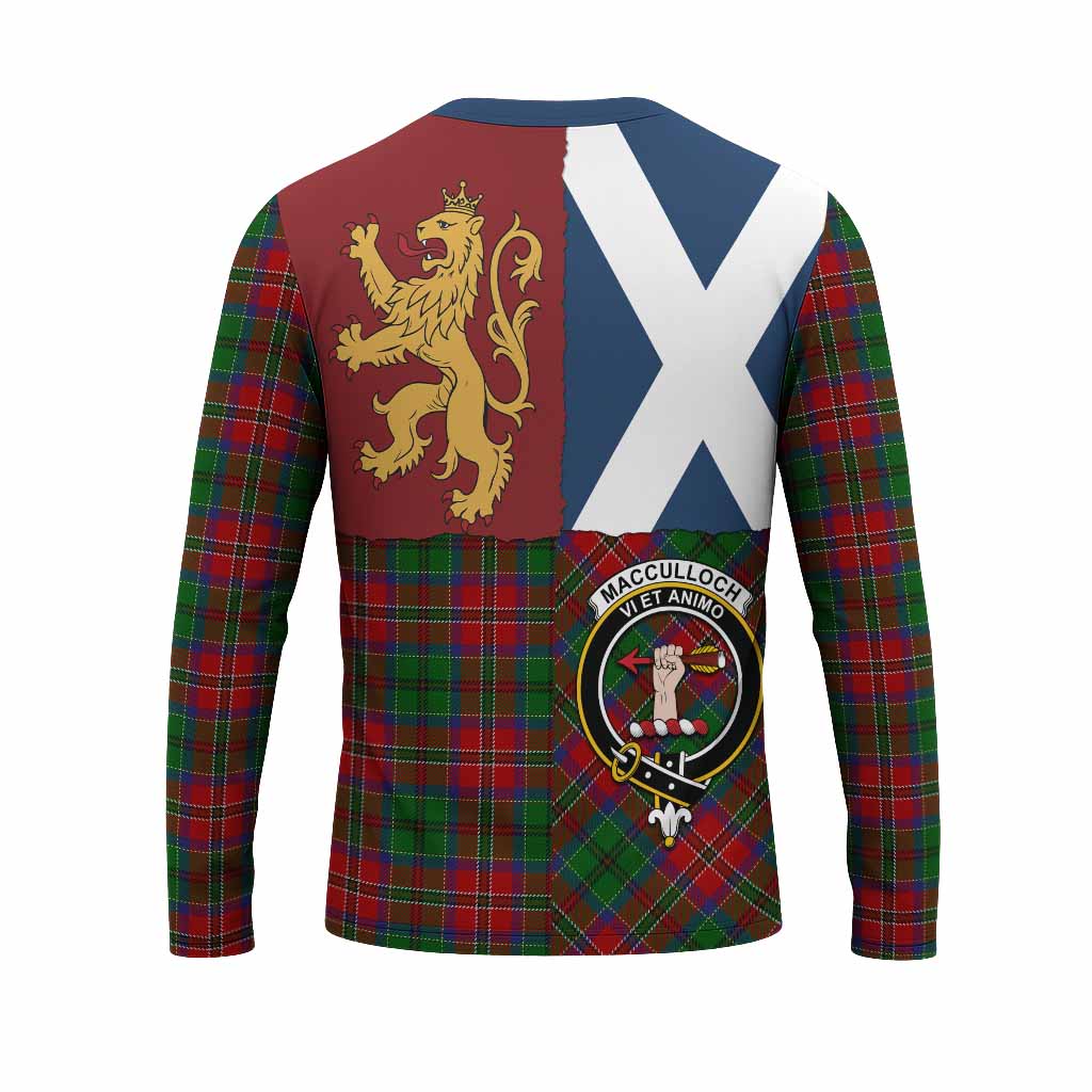 MacCulloch (McCulloch) Crest Tartan Long Sleeve T-Shirt with Lion Rampant Saltire Style