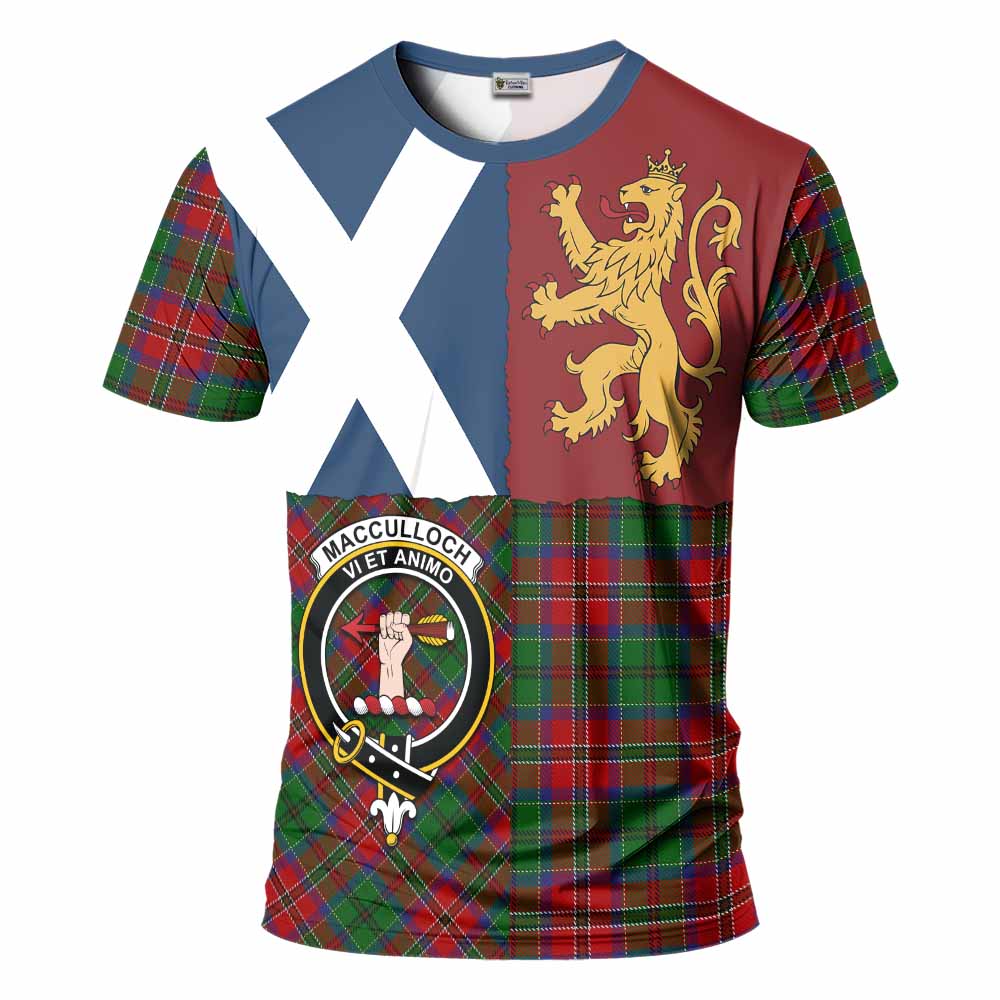 MacCulloch (McCulloch) Crest Tartan T-Shirt with Lion Rampant Saltire Style