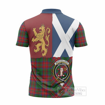 MacCulloch (McCulloch) Crest Tartan Zipper Polo Shirt with Lion Rampant Saltire Style
