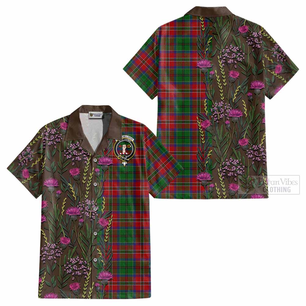 MacCulloch (McCulloch) Family Crest Tartan Cotton Hawaiian Shirt Scottish Thistle Flower Pattern Half Style - Tartan Vibes Clothing