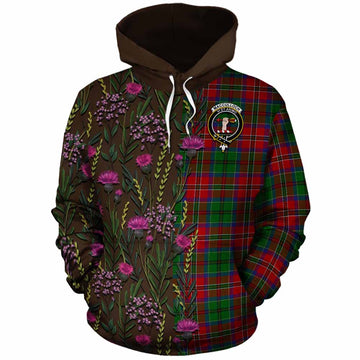 MacCulloch (McCulloch) Family Crest Tartan Cotton Hoodie Scottish Thistle Flower Pattern Half Style