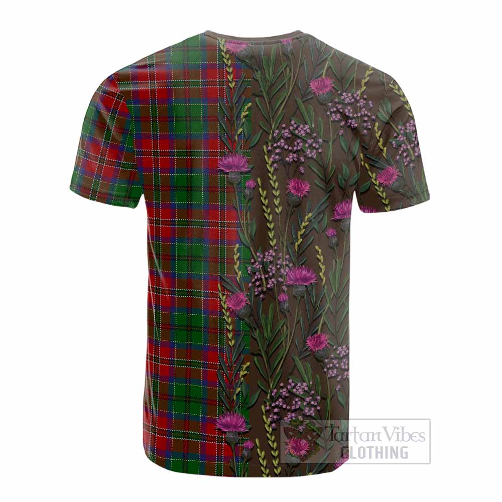 MacCulloch (McCulloch) Family Crest Tartan Cotton T-shirt Scottish Thistle Flower Pattern Half Style - Tartan Vibes Clothing
