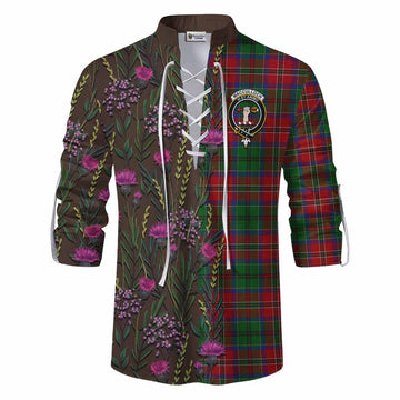 MacCulloch (McCulloch) Family Crest Tartan Ghillie Shirt Scottish Thistle Flower Pattern Half Style