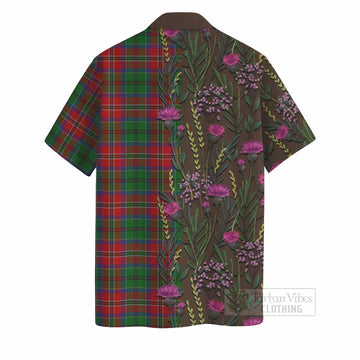 MacCulloch (McCulloch) Family Crest Tartan Hawaiian Shirt Scottish Thistle Flower Pattern Half Style