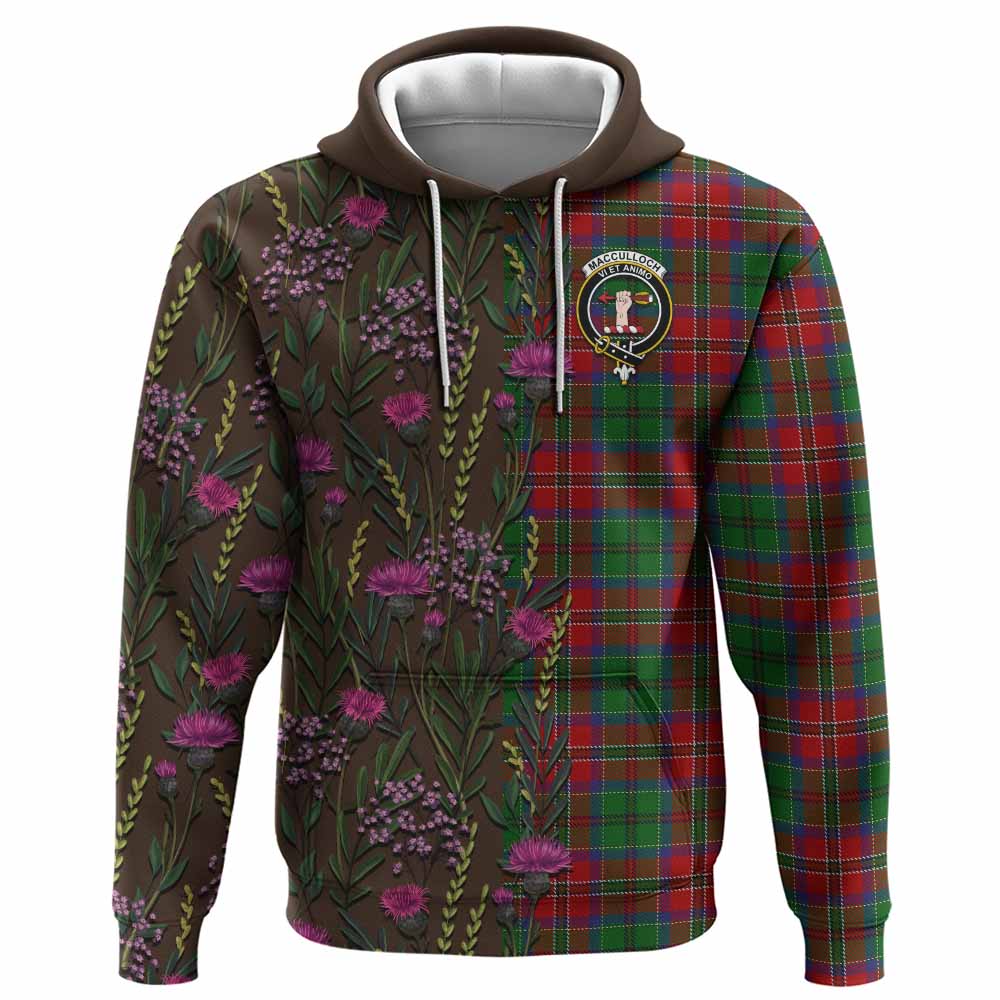 MacCulloch (McCulloch) Family Crest Tartan Hoodie Scottish Thistle Flower Pattern Half Style - Tartan Vibes Clothing
