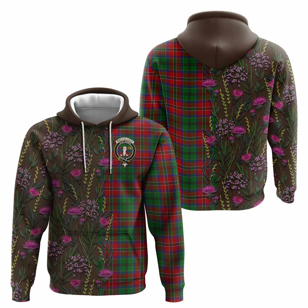 MacCulloch (McCulloch) Family Crest Tartan Hoodie Scottish Thistle Flower Pattern Half Style - Tartan Vibes Clothing