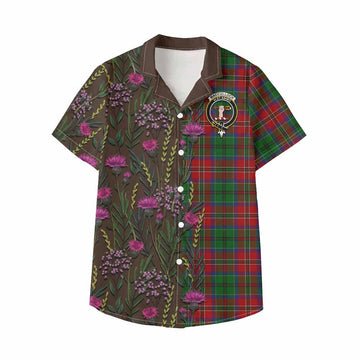 MacCulloch (McCulloch) Family Crest Tartan Kid Hawaiian Shirt Scottish Thistle Flower Pattern Half Style - Tartan Vibes Clothing
