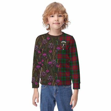 MacCulloch (McCulloch) Family Crest Tartan Kid Knitted Sweatshirt Scottish Thistle Flower Pattern Half Style - Tartan Vibes Clothing