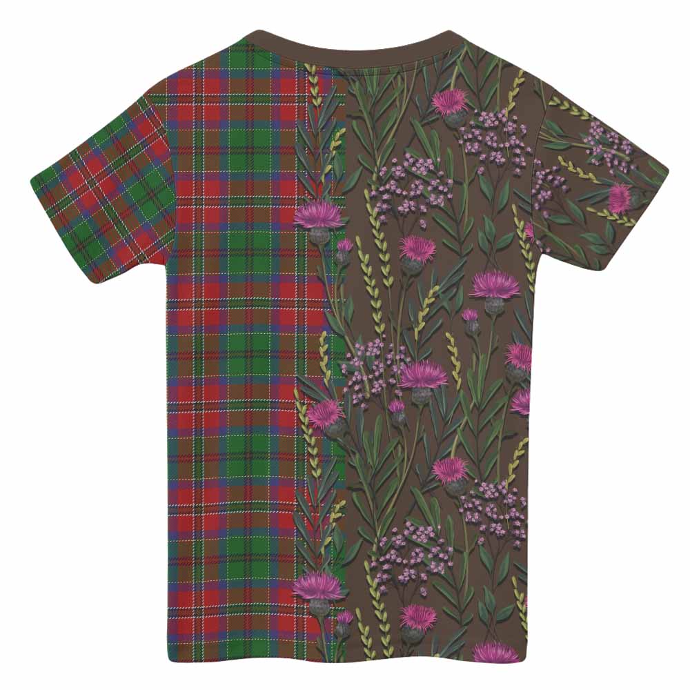 MacCulloch (McCulloch) Family Crest Tartan Kid T-shirt Scottish Thistle Flower Pattern Half Style - Tartan Vibes Clothing