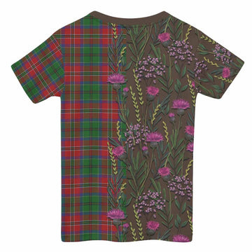 MacCulloch (McCulloch) Family Crest Tartan Kid T-shirt Scottish Thistle Flower Pattern Half Style