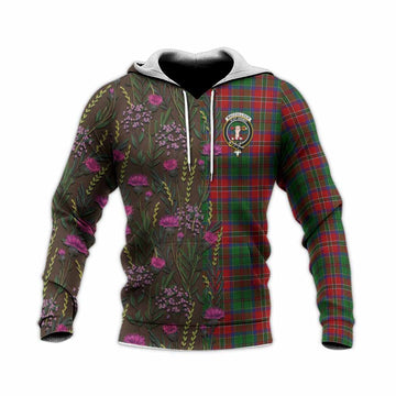 MacCulloch (McCulloch) Family Crest Tartan Knitted Hoodie Scottish Thistle Flower Pattern Half Style