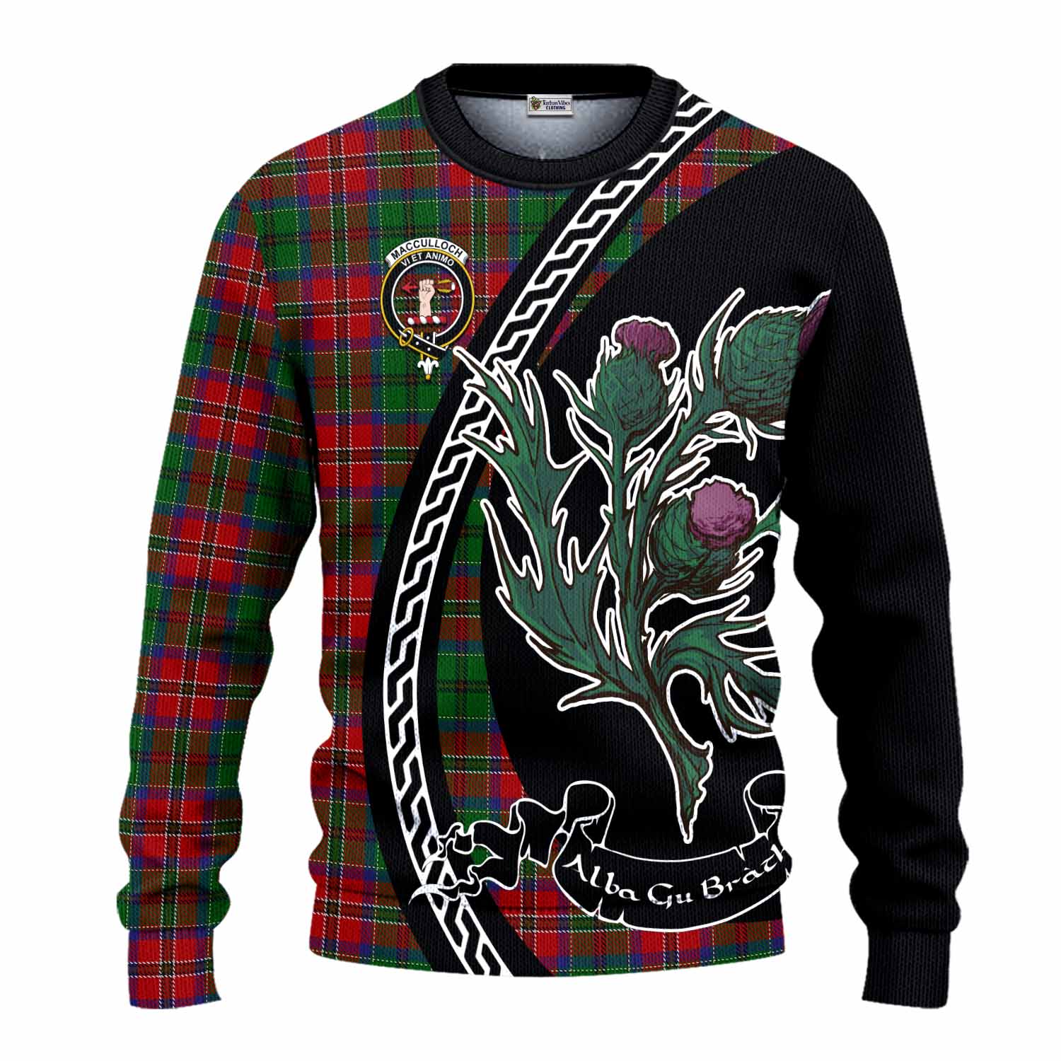 MacCulloch (McCulloch) Family Crest Tartan Knitted Sweater Alba Thistle Inspired - Tartan Vibes Clothing