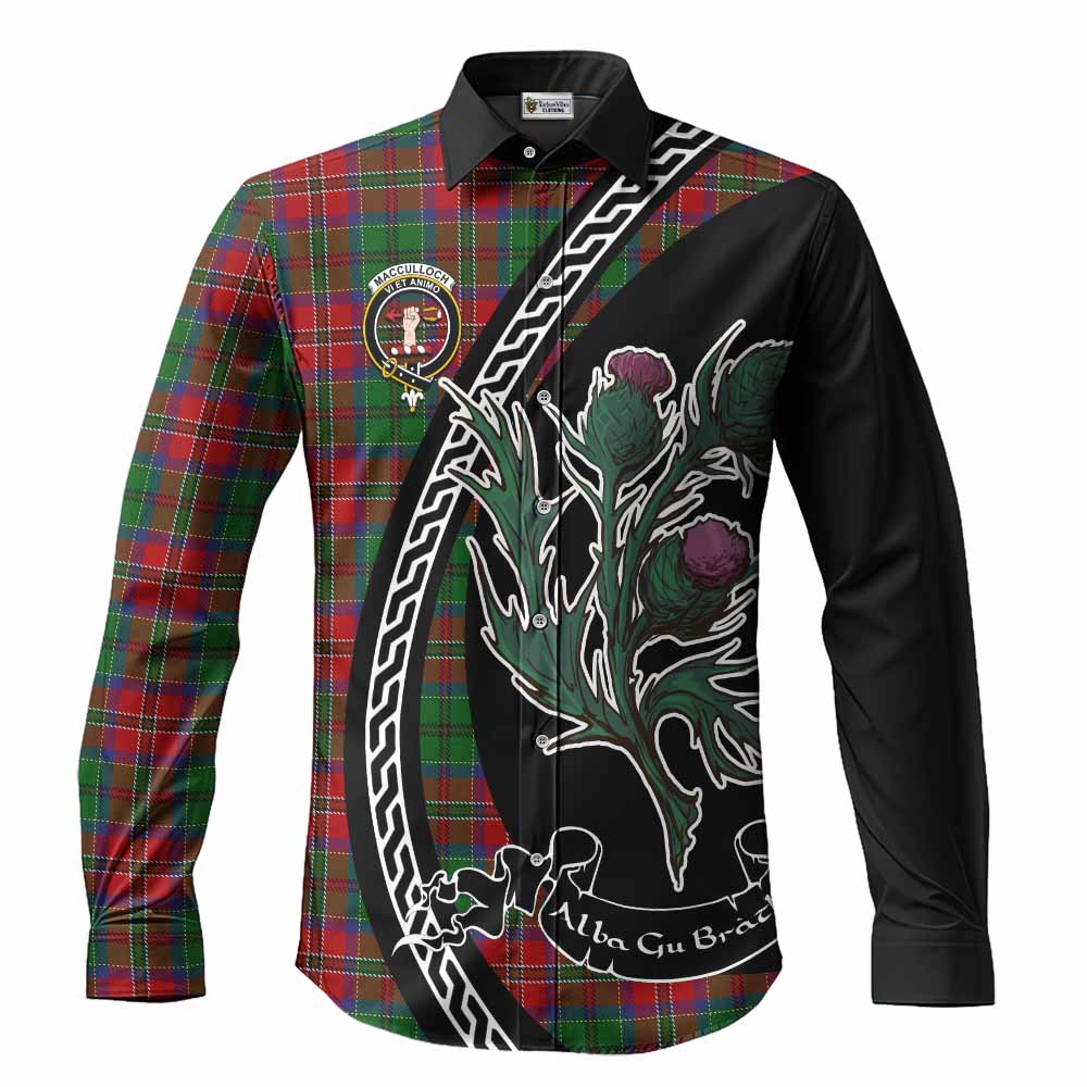 MacCulloch (McCulloch) Family Crest Tartan Long Sleeve Button Shirts Alba Thistle Inspired - Tartan Vibes Clothing