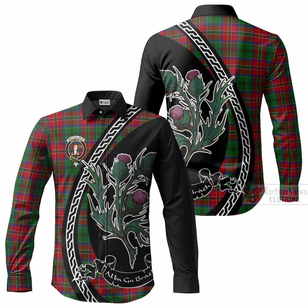 MacCulloch (McCulloch) Family Crest Tartan Long Sleeve Button Shirts Alba Thistle Inspired - Tartan Vibes Clothing