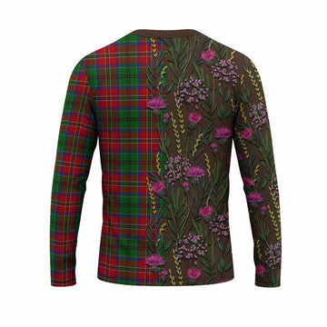 MacCulloch (McCulloch) Family Crest Tartan Long Sleeve T-Shirt Scottish Thistle Flower Pattern Half Style - Tartan Vibes Clothing