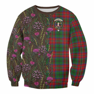 MacCulloch (McCulloch) Family Crest Tartan Sweatshirt Scottish Thistle Flower Pattern Half Style