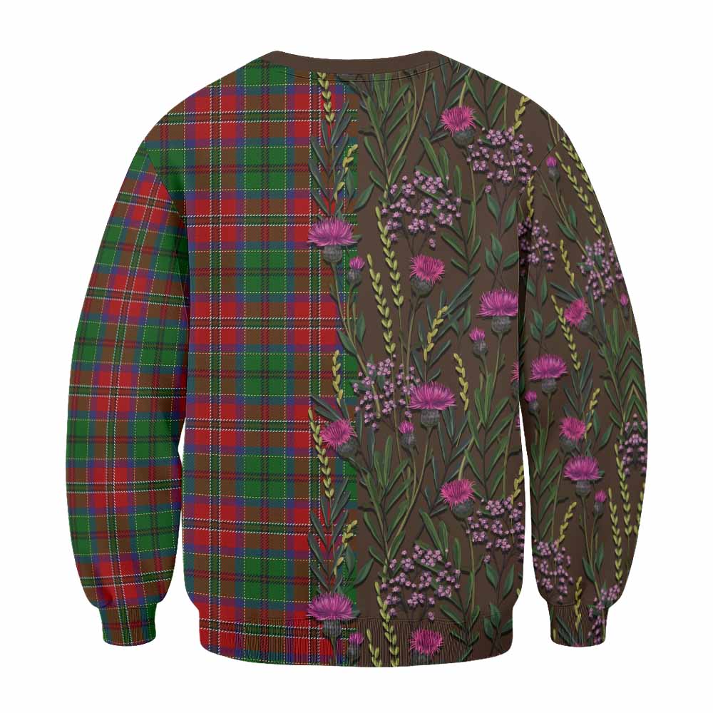MacCulloch (McCulloch) Family Crest Tartan Sweatshirt Scottish Thistle Flower Pattern Half Style - Tartan Vibes Clothing