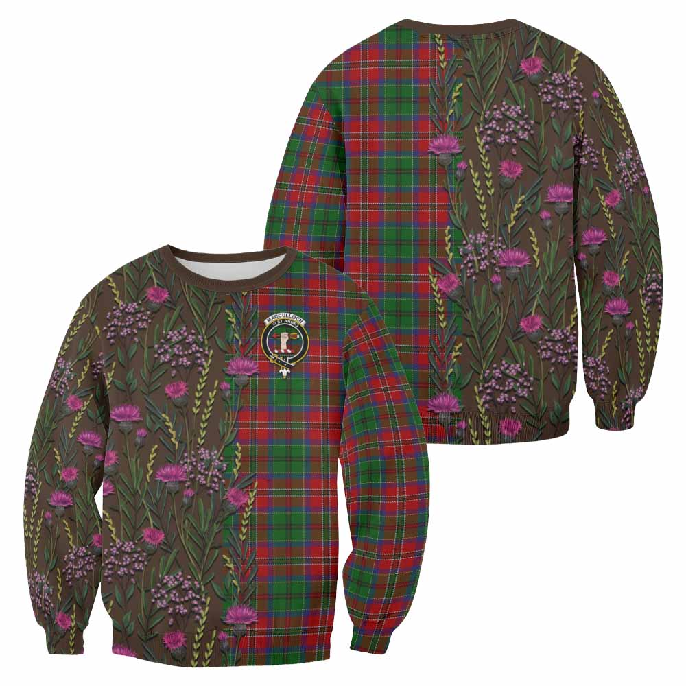MacCulloch (McCulloch) Family Crest Tartan Sweatshirt Scottish Thistle Flower Pattern Half Style - Tartan Vibes Clothing