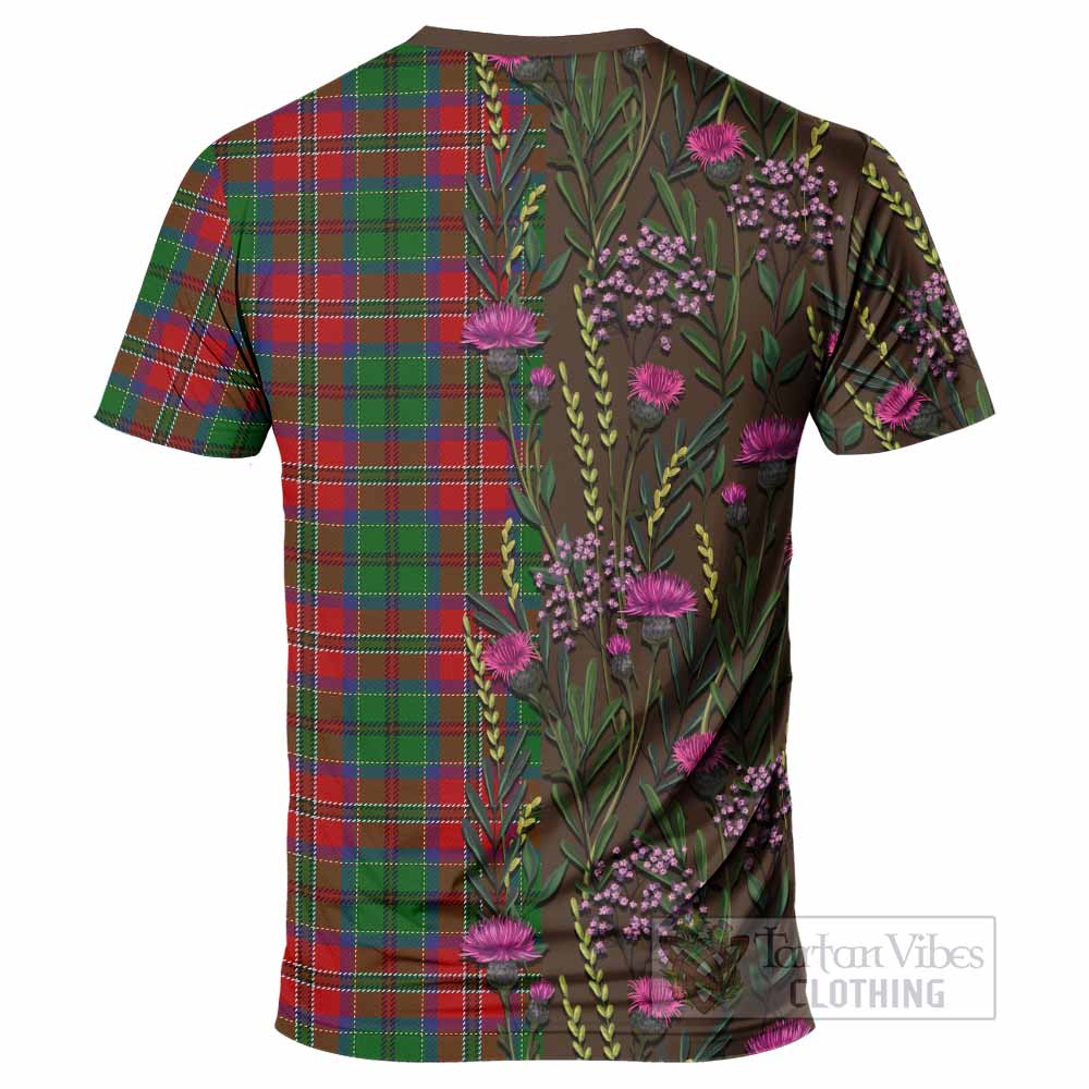 MacCulloch (McCulloch) Family Crest Tartan T-Shirt Scottish Thistle Flower Pattern Half Style - Tartan Vibes Clothing