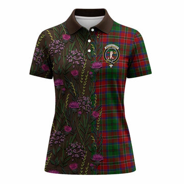MacCulloch (McCulloch) Family Crest Tartan Women Polo Shirt Scottish Thistle Flower Pattern Half Style - Tartan Vibes Clothing