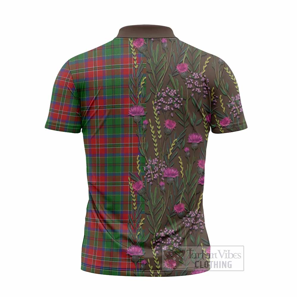 MacCulloch (McCulloch) Family Crest Tartan Zipper Polo Shirt Scottish Thistle Flower Pattern Half Style - Tartan Vibes Clothing