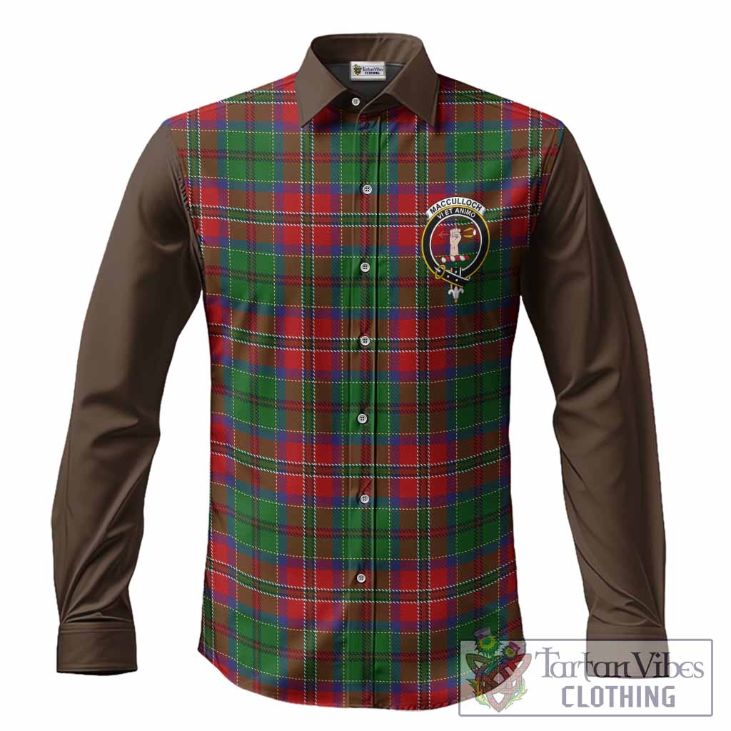 MacCulloch (McCulloch) Tartan Accent Long Sleeve Button Shirts with Family Crest