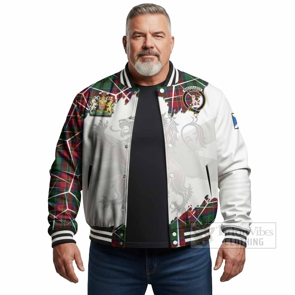 MacCulloch (McCulloch) Tartan Baseball Jacket with Family Crest and Lion Rampant Grunge Style