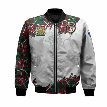 MacCulloch (McCulloch) Tartan Bomber Jacket with Family Crest and Lion Rampant Grunge Style