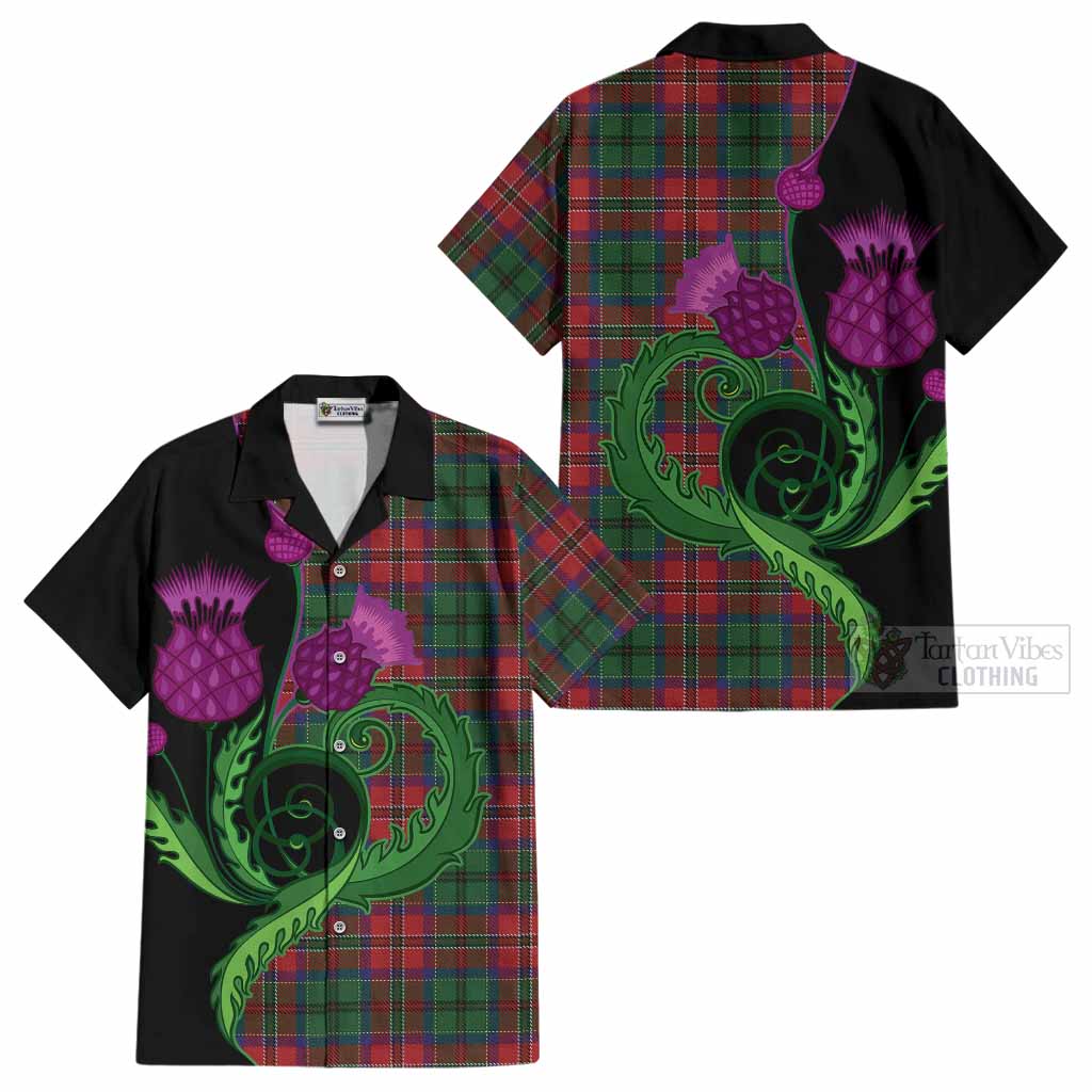 MacCulloch (McCulloch) Tartan Cotton Hawaiian Shirt Traditional Scottish Thistle