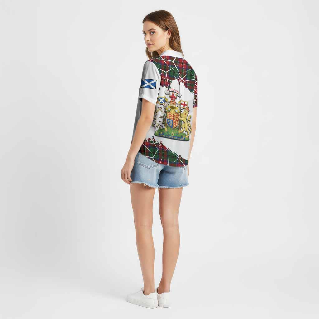 MacCulloch (McCulloch) Tartan Cotton Hawaiian Shirt with Family Crest and Lion Rampant Grunge Style