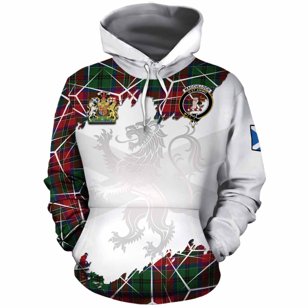 MacCulloch (McCulloch) Tartan Cotton Hoodie with Family Crest and Lion Rampant Grunge Style