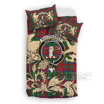MacCulloch (McCulloch) Tartan Crest Bedding Set with Scottish Iconic Symbols 