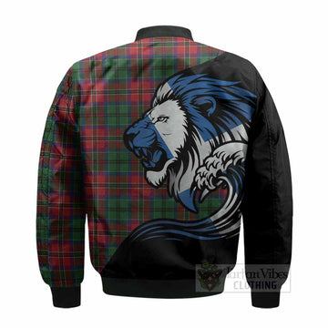 MacCulloch (McCulloch) Tartan Crest Bomber Jacket Scottish Golden Lions Wave Flow