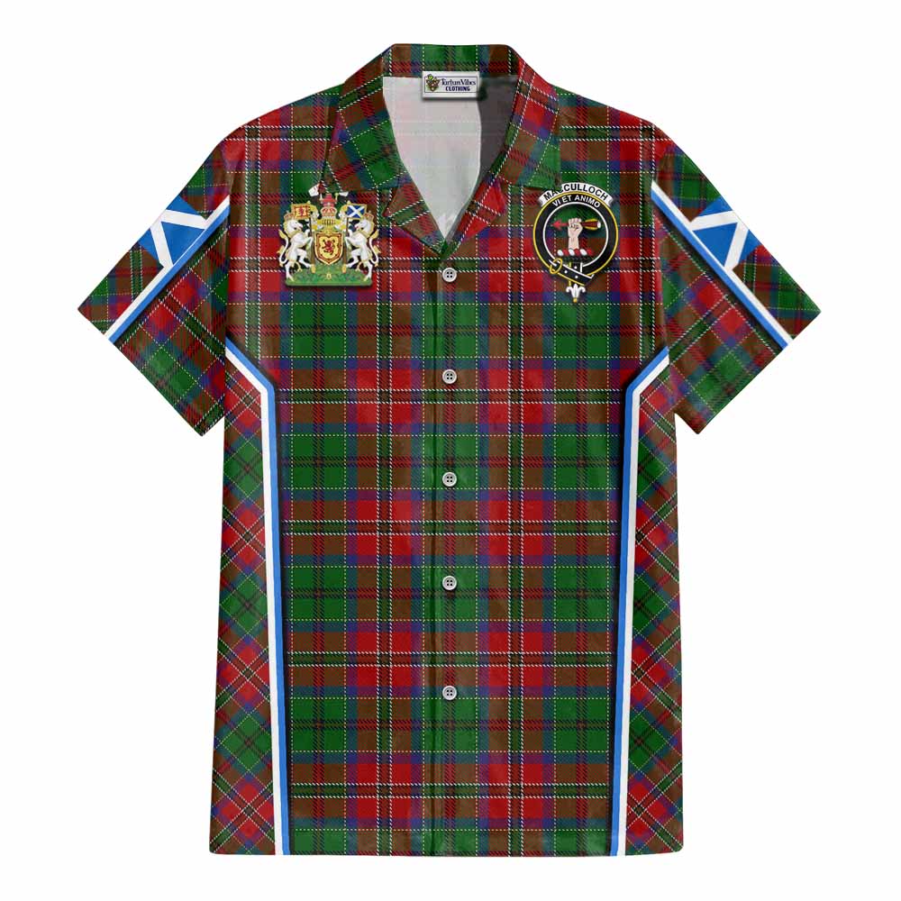 MacCulloch (McCulloch) Tartan Crest Cotton Hawaiian Shirt Scotland Coat of Arm Flag Style - Tartan Vibes Clothing