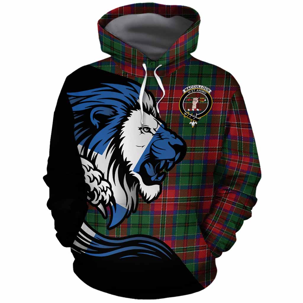 MacCulloch (McCulloch) Tartan Crest Cotton Hoodie Scottish Golden Lions Wave Flow