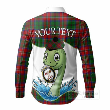 MacCulloch (McCulloch) Tartan Crest Cute Nessie Long Sleeve Button Shirts Scottish Loch Ness Monster