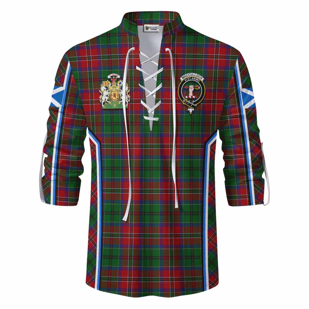 MacCulloch (McCulloch) Tartan Crest Ghillie Kilt Shirt Scotland Coat of Arm Flag Style - Tartan Vibes Clothing
