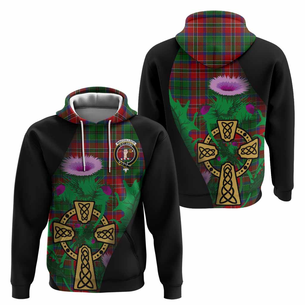 MacCulloch (McCulloch) Tartan Crest Hoodie Celtic Cross Thistle Flowers