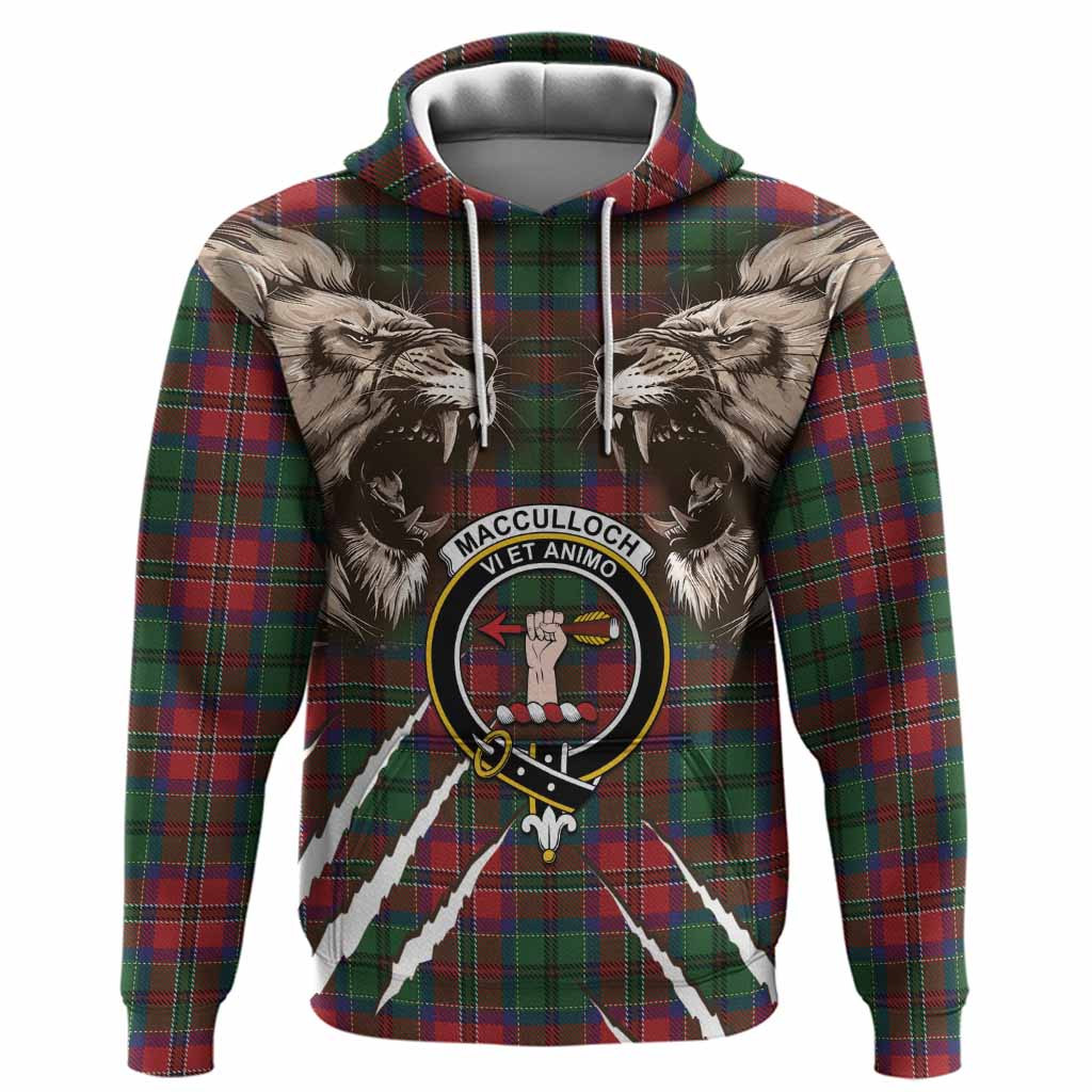 MacCulloch (McCulloch) Tartan Crest Hoodie Ferocious Lion Style