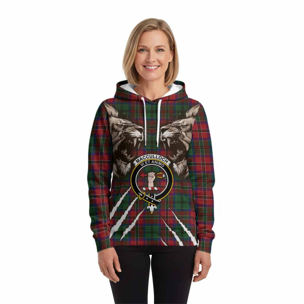 MacCulloch (McCulloch) Tartan Crest Hoodie Ferocious Lion Style