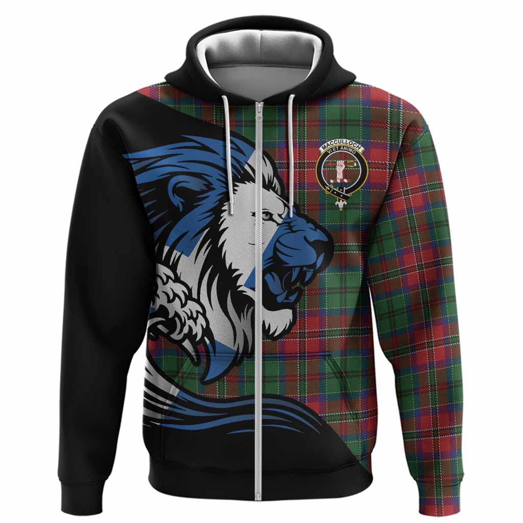 MacCulloch (McCulloch) Tartan Crest Hoodie Scottish Golden Lions Wave Flow