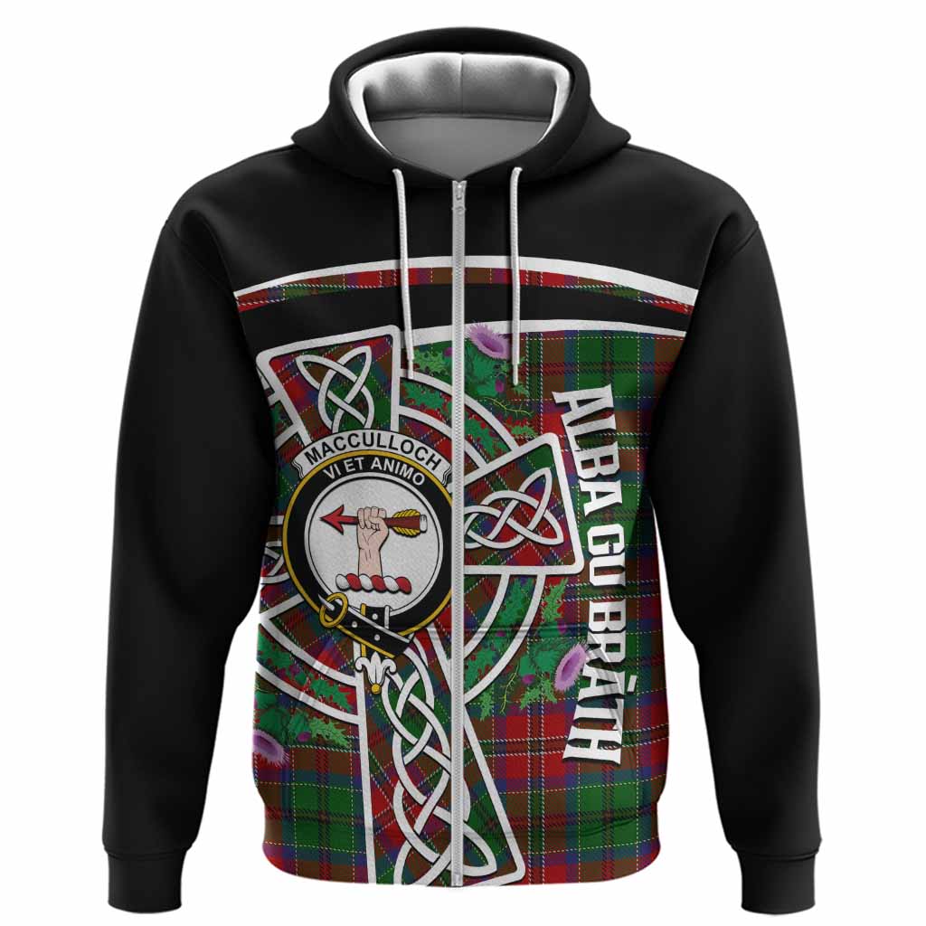 MacCulloch (McCulloch) Tartan Crest Hoodie Scottish Thistle Celtic Cross Alba Gu Brath