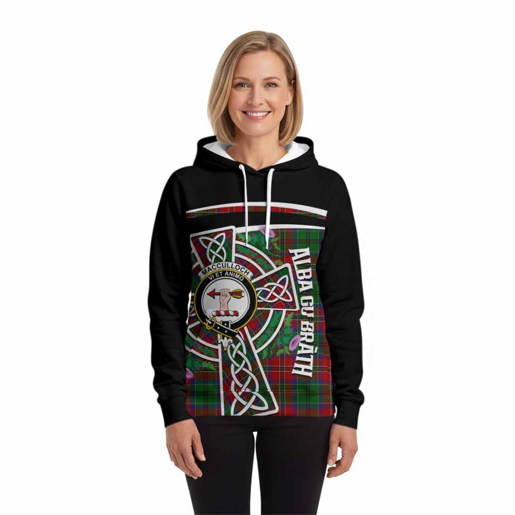 MacCulloch (McCulloch) Tartan Crest Hoodie Scottish Thistle Celtic Cross Alba Gu Brath