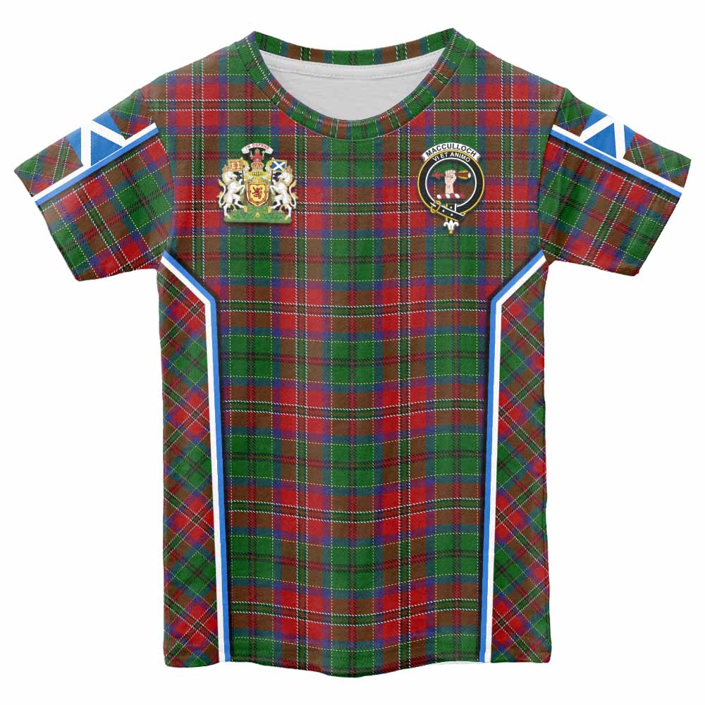 MacCulloch (McCulloch) Tartan Crest Kid T-shirt Scotland Coat of Arm Flag Style - Tartan Vibes Clothing